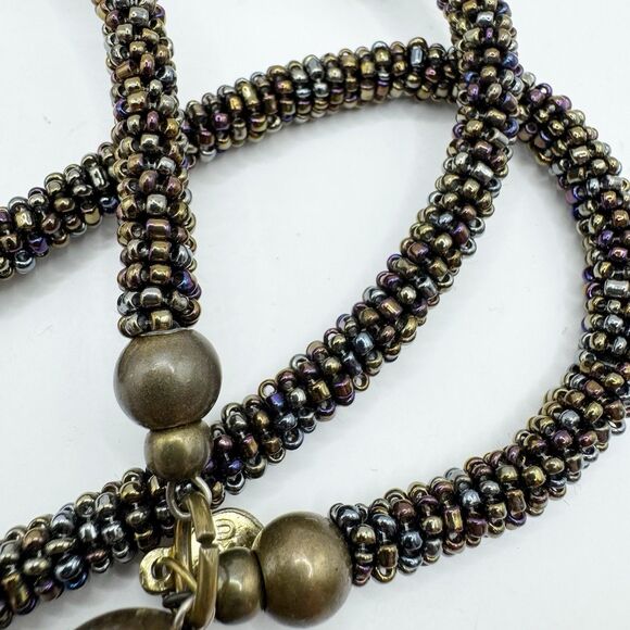 Vintage Suku Chunky Gold Tone Heart Long Necklace Boho Unique Bohemian - Picture 2 of 9